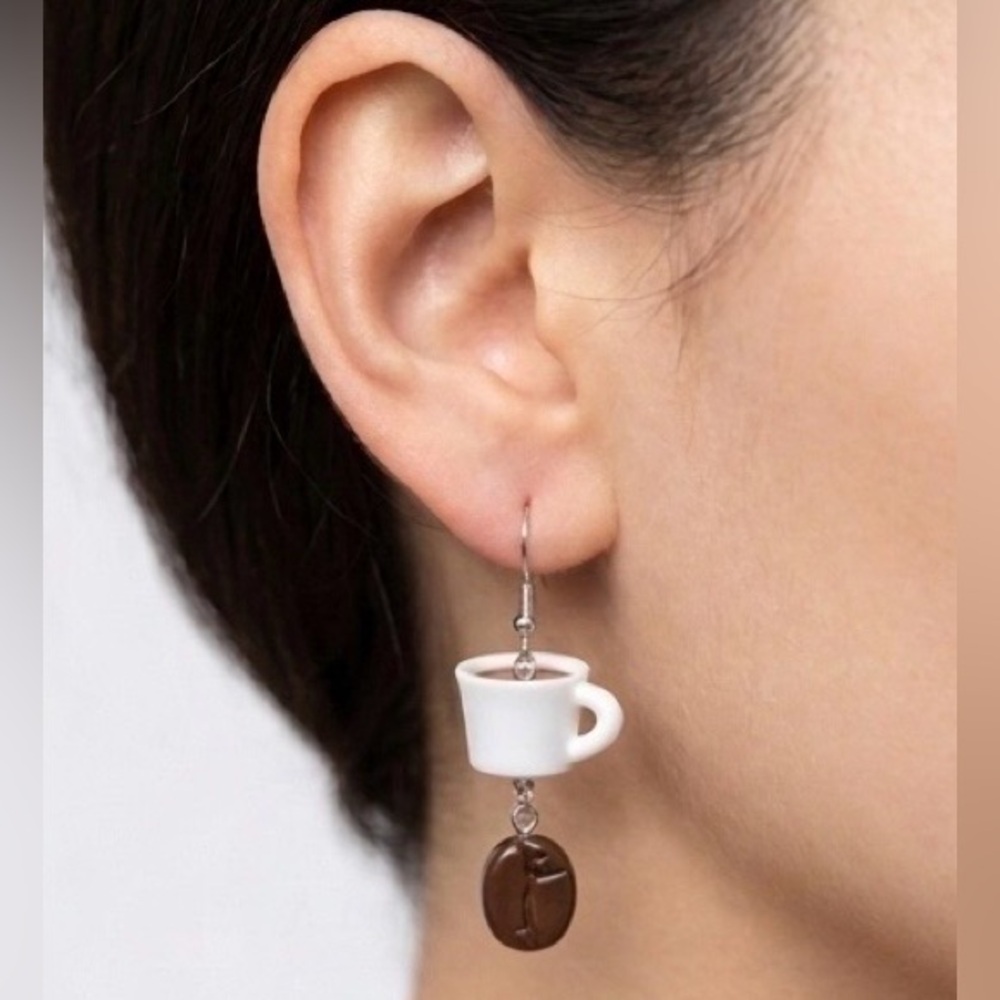 ☕️Coffee Cup and Coffee Bean Dangle Earrings